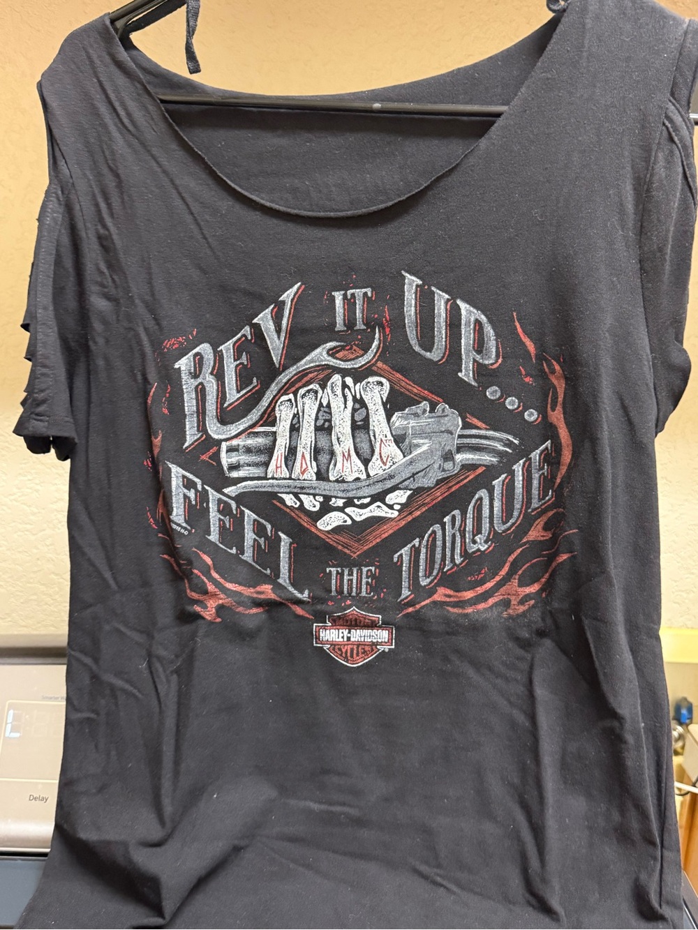 Harley-Davidson Black Graphic 'Rev It Up' Muscle Tank with Red Accents